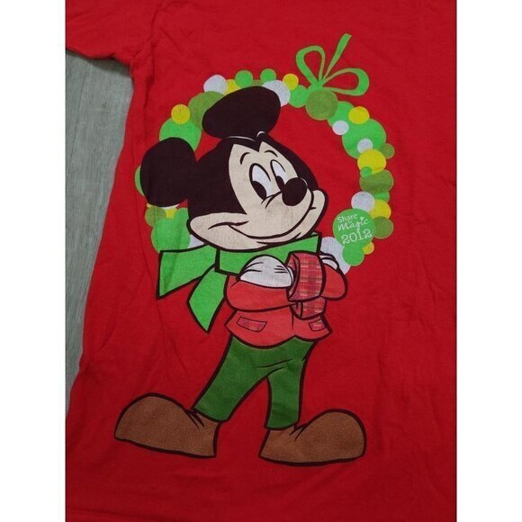 Walt Disney Mickey‎ Mouse 2012 Share The Magic Christmas T Shirt Mens XL Red - Picture 3 of 4